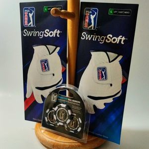 PGA Tour 3 piece gift set- 2 Men's Synthetic Leather golf 1 ball marker‎ pack